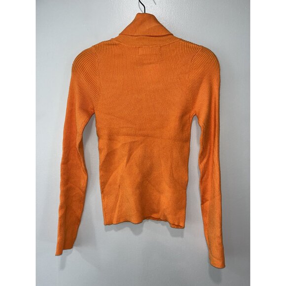 Double Zero Women's Ribbed Turtleneck Sweater Size Large,‎ Orange - Picture 2 of 8